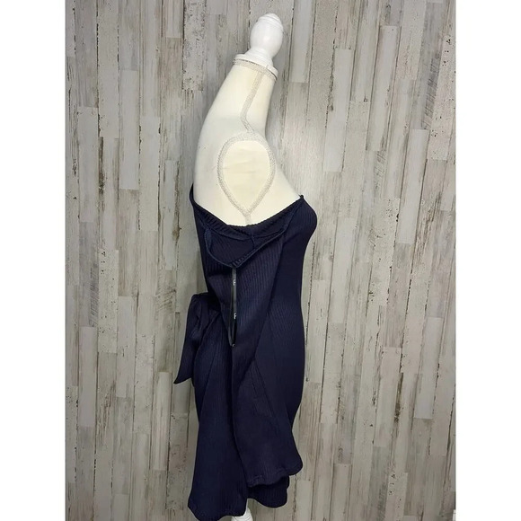 NWT Lulus Women's Navy Blue Asymmetrical Mini Dress Size Medium Long Sleeve - Picture 6 of 7